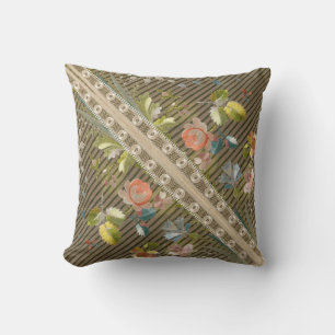 Coussin Grilles Floral Vintage Élégant Brocade Lace Or
