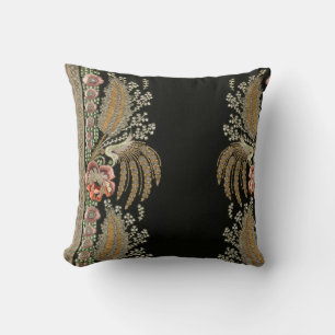 Coussin Grilles Floral Vintage Élégant Brocade Lace Or C