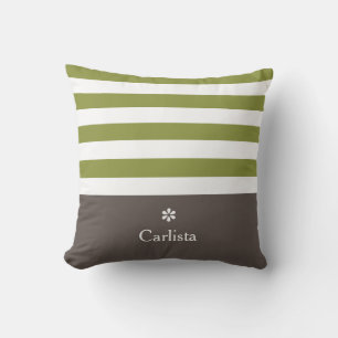 Coussin Grilles horizontales vertes larges Brown Nom Faisé