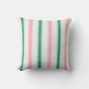 Coussin Grilles ikat vert rose moderne texturé rose patten