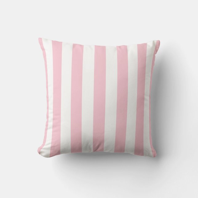 Coussin Grilles Verticales Bébé Rose Et Blanc Gratté (Recto)