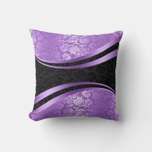 Coussin Grilles violettes et noires Wavy Design géométriqu