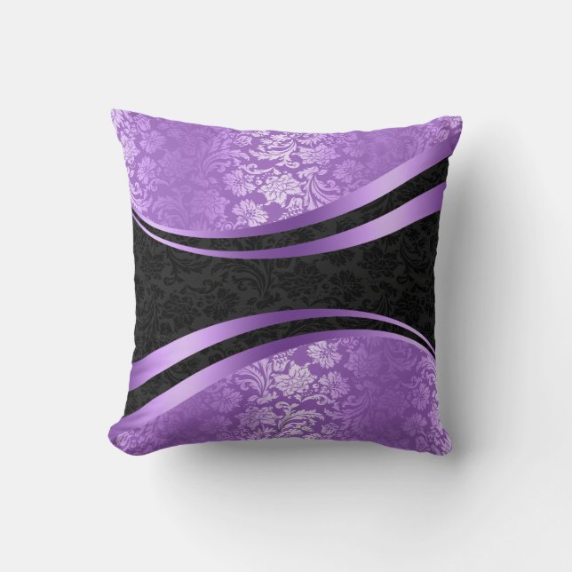 Coussin Grilles violettes et noires Wavy Design géométriqu (Recto)