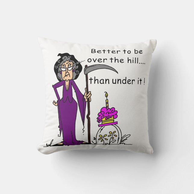 Coussin Grim Reaper Humour d'anniversaire (Recto)