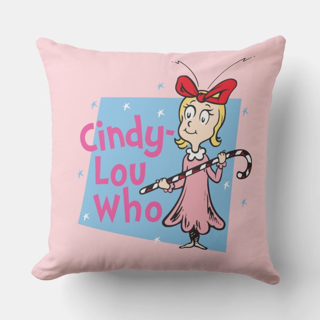 Coussin Grinch | Cindy-Lou Who - Canne de bonbon (Recto)