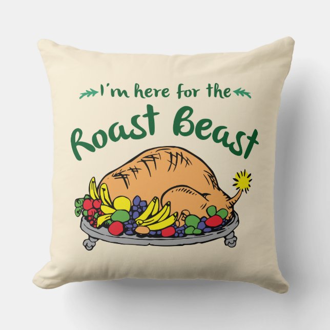 Coussin Grinch | Je suis là pour le Bête Rôtie (Recto)