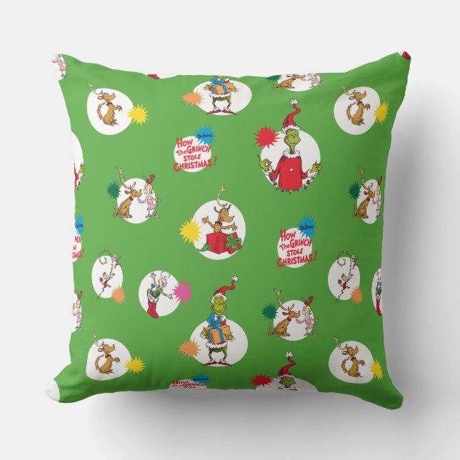Coussin Grinch | Motif de points de Noël (Recto)
