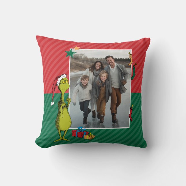 Coussin Grinch | Photo personnalisé (Recto)