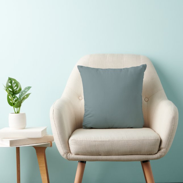 Coussin Gris Acier Froid, Fumée Bleue Cyan Uni (Chaise)