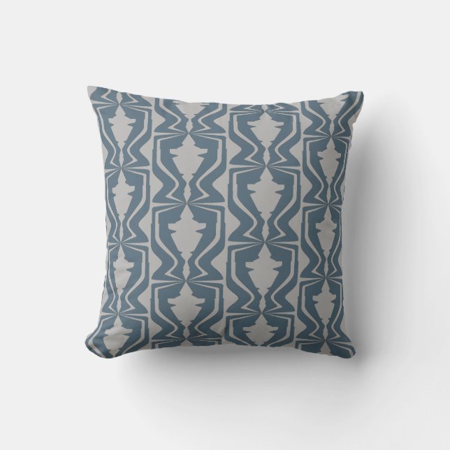 Coussin Gris Ardoise Bleu Sound Wave Design Motif vertical (Recto)