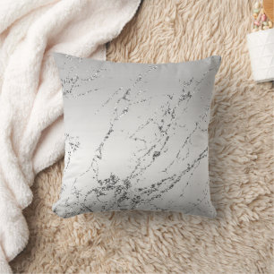 Coussin Gris Argent Pailleté Faux Brillants