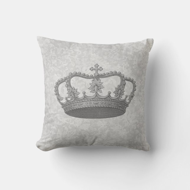 Coussin Gris argenté Backgrond de couronne vintage (Recto)