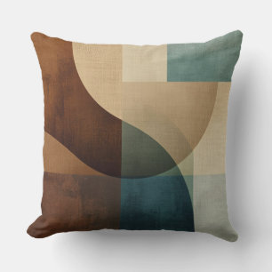 Coussin Gris Beige Bleu Vert Abstrait Colorblock Gras