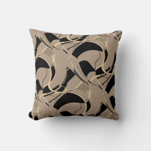 Coussin Gris beige noir sur Taupe Diagonal Design