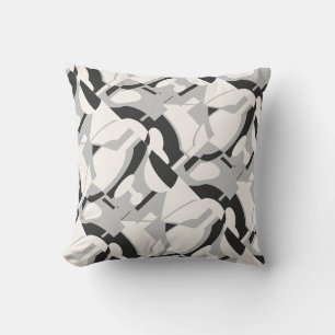 Coussin Gris blanc cassé noir diagonale Abstraite impressi