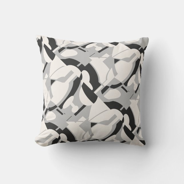 Coussin Gris blanc cassé noir diagonale Abstraite impressi (Recto)