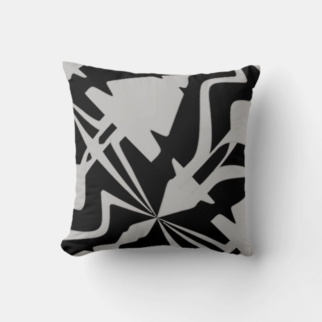 Coussin Gris blanc diagonale Grande onde Abstraite (Recto)