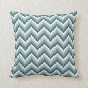 Coussin Gris bleu de motif de Chevron de zigzag de fiesta