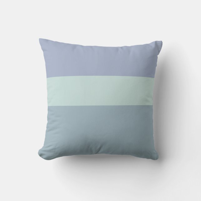 Coussin Gris Bleu et Vert rayures Reversible Thon Pillo (Recto)