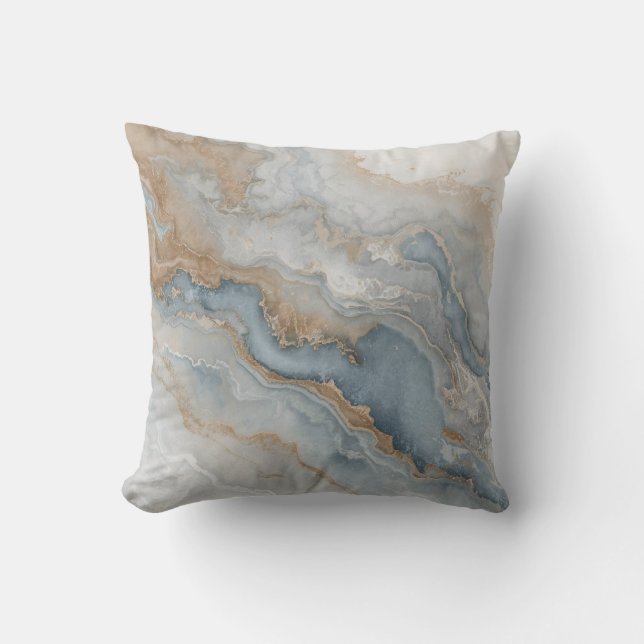 Coussin Gris Bleu Poussiéreux Beige Marron Abstrait 40cm (Recto)