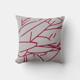 Coussin Gris & Bourgogne Moderne Élégant Météo Abstrai