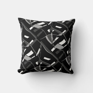 Coussin Gris Charbon Blanc Noir Silencieux Lignes Twirling