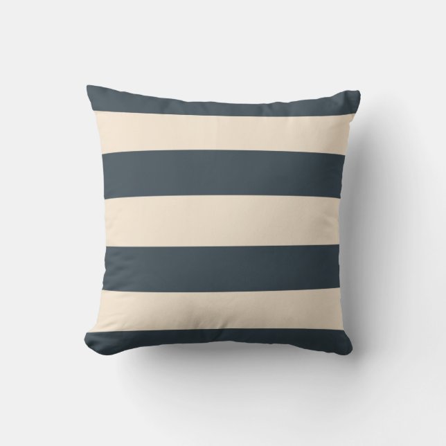 Coussin Gris Charbon et Rayures Blanc Antique (Recto)