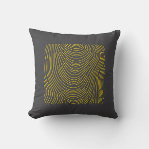 Coussin Gris Charbon Moderne et Ligne Abstraite Jaune Ondu