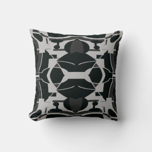 Coussin Gris Charbon Noir Méditerranéen Abstrait Mosaïque