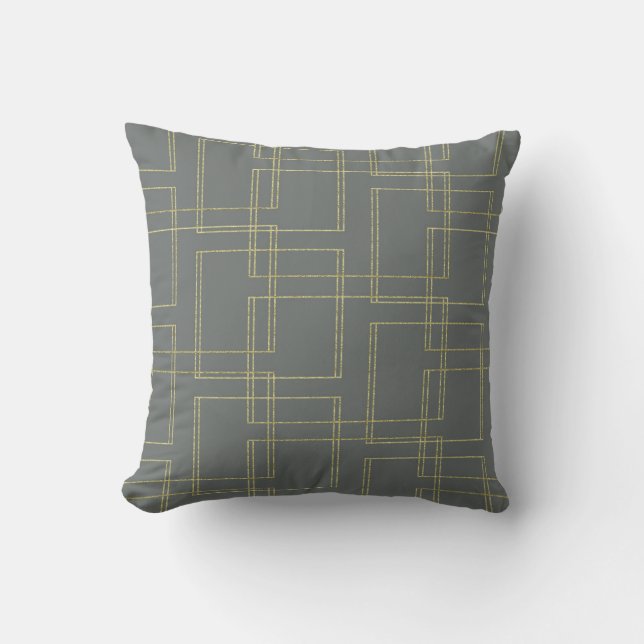 Coussin Gris chic et géométrique doré Glam (Recto)