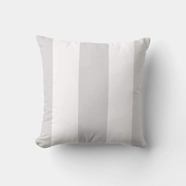 Coussin Gris Clair Blanc Grandes Rayures (Recto)