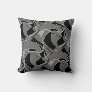 Coussin Gris clair noir sur carreaux gris foncé scintillan