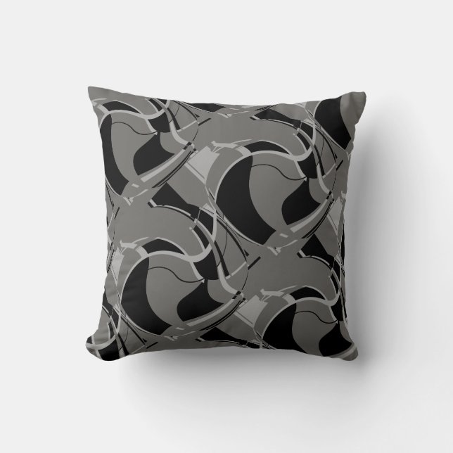 Coussin Gris clair noir sur carreaux gris foncé scintillan (Recto)