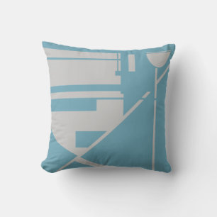 Coussin Gris clair sur abstrait géométrique bleu sarcelle 