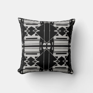 Coussin Gris clair sur carreaux noirs symétriques grands