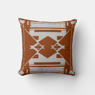 Coussin Gris clair sur rouille de brique Mosaïque Abstrait