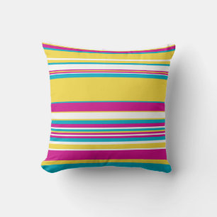 Coussin Gris complexes -Turquoise, Jaune, Rose et Blanc