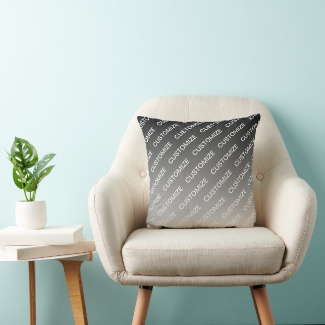 Coussin Gris (couleur changeable) Ombre & Motif de texte (Chaise)