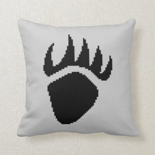 Coussin Gris de pixel de griffe d'ours noir
