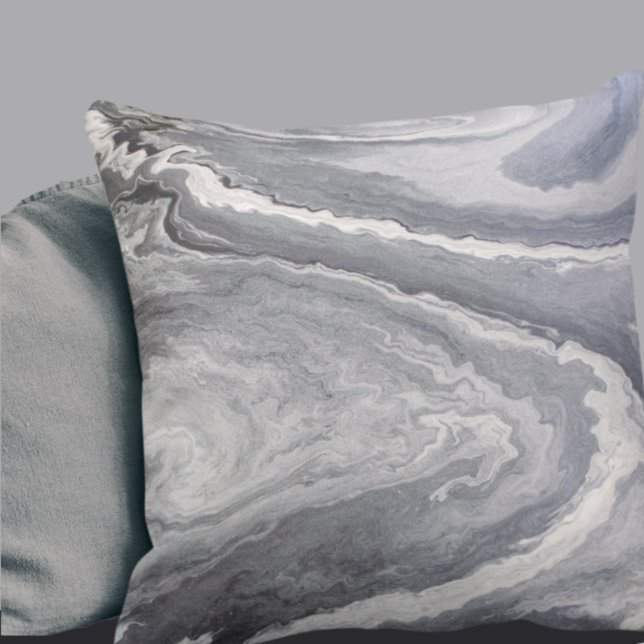Coussin Gris et blanc Abstrait artistique moderne (Créateur téléchargé)