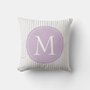 Coussin Gris et blanc barre le monogramme fait sur