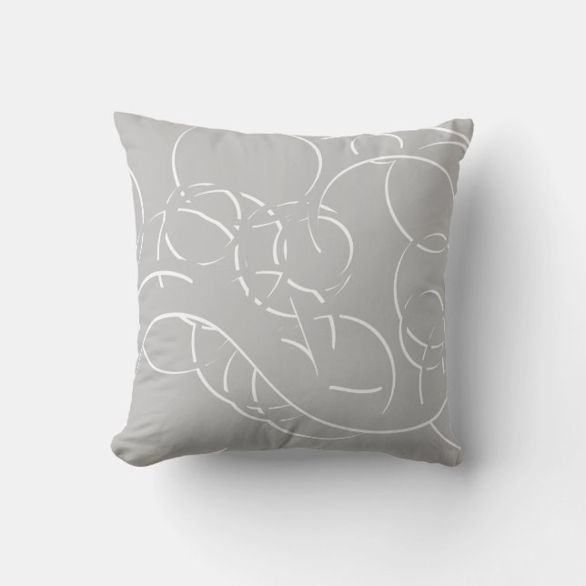 Coussin Gris et blanc Cercles Abstraits modernes et perruq (Recto)