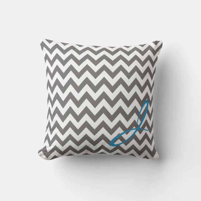 Coussin gris et blanc de crèche de monogramme de (Recto)