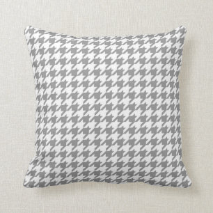 Coussin Gris et blanc de motif de pied-de-poule