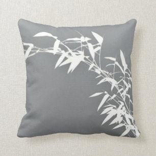 Coussin Gris et blanc en bambou d'arbuste de zen oriental