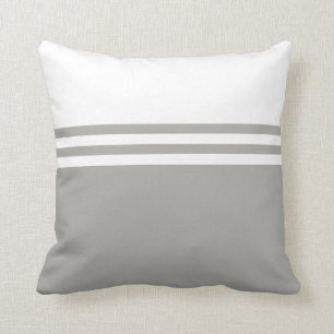 Coussin Gris et blanc rayé moderne