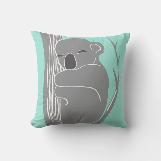 Coussin gris et en bon état de koala de sommeil (Recto)