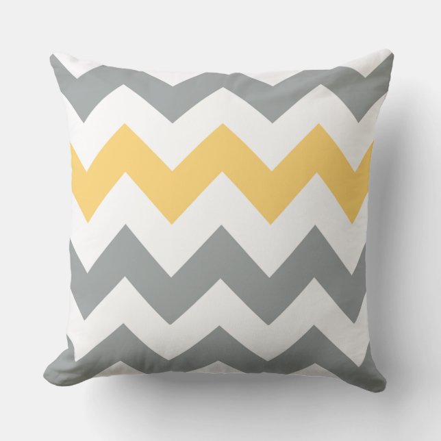 Coussin gris et jaune Chevron (Recto)