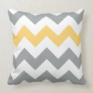 Coussin gris et jaune Chevron