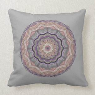 Coussin Gris et pêche Knit-comme rond